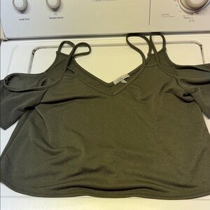 Charlotte Russe Khaki Cold Shoulder Blouse